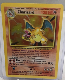 Pokemon TCG Charizard Base Set Holo Rare Card In Protective Holder - 4/102 120HP - Image 1