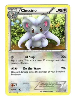 Pokemon TCG Cinccino Black & White 89/114 Regular Rare Card Played MP - Image 1