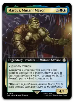 Marcus, Mutant Mayor (Extended Art) #418 (NM) Fallout PIP Magic MTG - Image 1