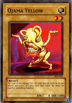 Yu-Gi-Oh TCG Ojama Yellow IOC-001 Unlimited Regular Common Card Played LP - Image 1
