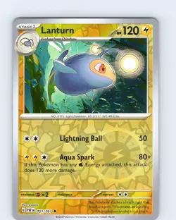 Pokemon TCG Lanturn S&V Paldean Fates 021/091 Reverse Holo Uncommon Card NM - Image 1