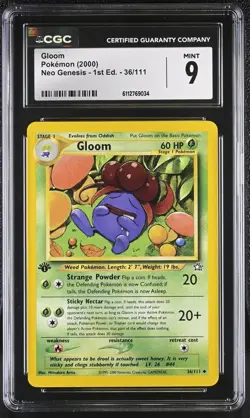 2000 Pokemon Neo Genesis 1st Edition Gloom CGC 9 Mint - Image 1