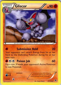Pokemon TCG Gliscor XY Phantom Forces 47/119 Regular Non-Holo Rare Card NM - Image 1