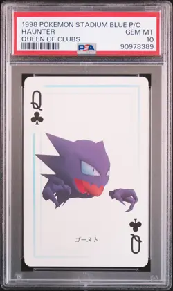 1998 POKEMON STADIUM BLUE VERSION PLAYING CARDS QUEEN OF CLUBS HAUNTER PSA 10 - Image 1