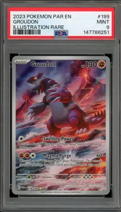 Pokemon Groudon Paradox Rift Illustration Rare #199 PSA 9 Mint - Image 1