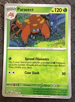 POKEMON CARD PARASECT 47/165 Reverse Holo Scarlet & Violet 2023 - Image 1