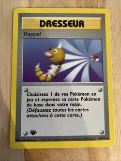 Pokemon TCG SCOOP UP 1ST EDITION FRENCH RAPPEL Base Set 78/102 NM - Image 1
