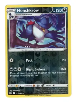 Pokemon TCG Honchkrow SWSH Lost Origin 115/196 Reverse Holo Rare Card NM-M - Image 1