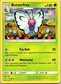 Butterfree 3/149 SM Base Set Pokemon TCG Rare NM - Image 1