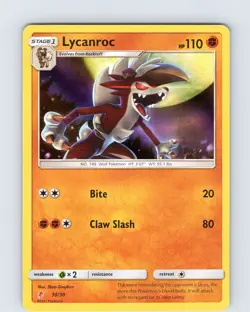 Pokemon TCG Lycanroc S&M Trainer Kit: Lycanroc 30/30 Holo Rare Card LP-NM - Image 1