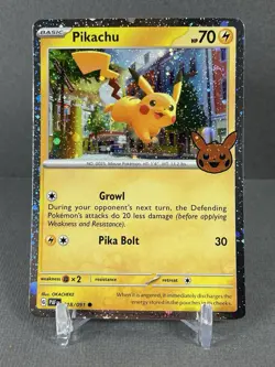 Pikachu – Trick-or-Trade Cosmos Holo 018/091 – Heart Swirl – NM Pokemon - Image 1