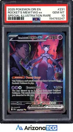 Pokemon 2025 Team Rocket's Mewtwo ex 231/182 SIR Destined Rivals GEM MINT PSA 10 - Image 1