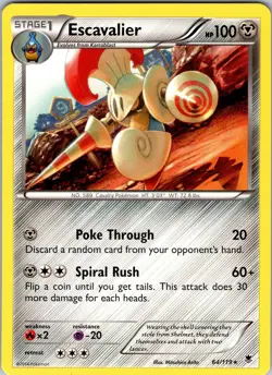 Pokemon TCG Escavalier XY Phantom Forces 64/119 Regular Rare Card NM - Image 1