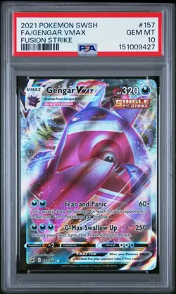 Pokemon GENGAR VMAX Full Art FA SWSH Fusion Strike #157 ~ PSA 10 - Image 1