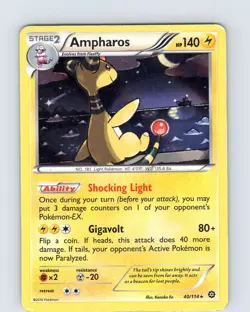 Pokemon TCG Ampharos XY Steam Siege 40/114 Holo Rare Card Played HP-MP - Image 1