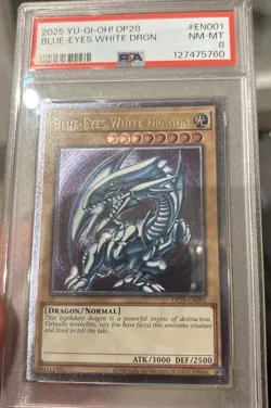 PSA 8 Blue-Eyes White Dragon Ultimate OP28-EN001 Yugioh! EURO Yu-Gi-Oh GEM 1% - Image 1