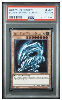 PSA 8 Blue-Eyes White Dragon Ultimate OP28-EN001 Yugioh! EURO Yu-Gi-Oh GEM 1% - Image 2