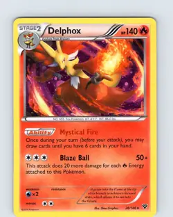Pokemon TCG Delphox XY Base Set 26/146 Cosmos Holo Rare Card LP-NM - Image 1