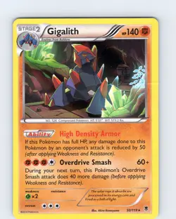 Pokemon TCG Gigalith XY Phantom Forces 50/119 Holo Rare Card Played MP - Image 1