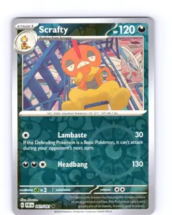 Pokemon TCG Scrafty S&V Paldean Fates 061/091 Reverse Holo Uncommon Card NM - Image 1