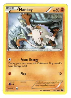 Pokemon TCG Mankey XY Steam Siege 52/114 Regular Common Card Near Mint NM - Image 1
