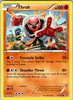 Pokemon TCG Throh B&W Plasma Blast 51/101 Regular Common Card Played LP - Image 1