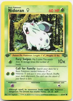 Pokemon TCG - Nidoran First Ed Common Jungle 57/64 MP - Image 1