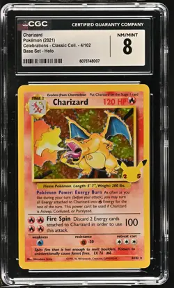 CHARIZARD Celebrations Base Set Holo #4 CGC 8 Pokemon - Image 1