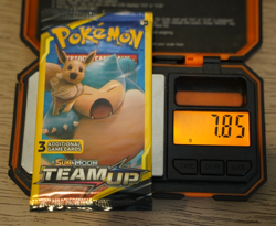 7.85g Pokemon TCG Team Up Mini Booster Pack 3 Card Snorlax Pikachu Art Sealed - Image 1