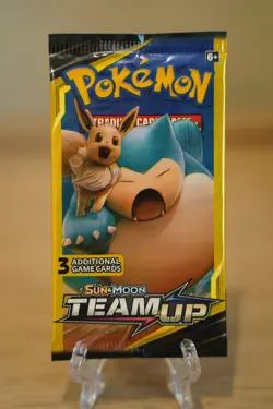 7.85g Pokemon TCG Team Up Mini Booster Pack 3 Card Snorlax Pikachu Art Sealed - Image 2
