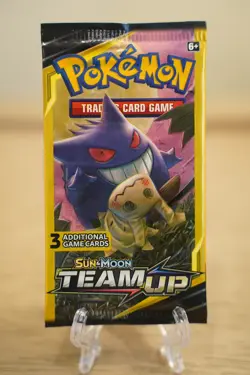 7.70g Pokemon TCG Team Up Mini Booster Pack 3 Card Gengar Mimikyu Art Sealed - Image 2