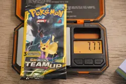7.77g Pokemon TCG Team Up Mini Booster Pack 3 Card Reshiram Pikachu Art Sealed - Image 1