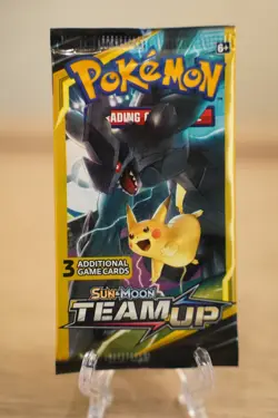 7.77g Pokemon TCG Team Up Mini Booster Pack 3 Card Reshiram Pikachu Art Sealed - Image 2