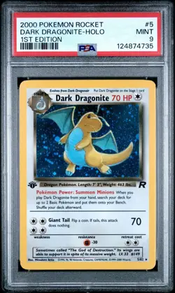 Pokemon Dark Dragonite Team Rocket 1st Edition Holo Rare #5 PSA 9 Mint - Image 1