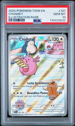 Chansey Twilight Masquerade #187/167 Illustration Rare Pokemon PSA 10 MINT 187 - Image 1