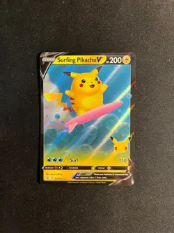 Pokemon TCG- Surfing Pikachu V Ultra Rare Celebrations 008/025 NM - Image 1
