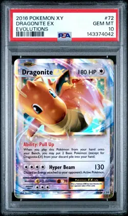 2016 POKEMON XY EVOLUTIONS DRAGONITE EX #72/108 ULTRA RARE HOLO PSA 10 - Image 1