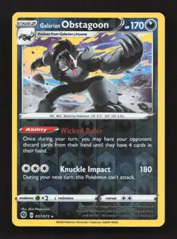 Galarian Obstagoon 037/073 Holo Rare Champion's Path Reverse Holo Near Mint - Image 1