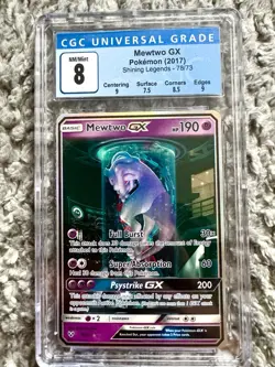 Mewtwo GX Full Art Secret Rare 78/73 Shining Legends Holo CGC 8 Pokemon 2017 - Image 1