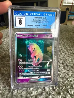 Mewtwo GX Full Art Secret Rare 78/73 Shining Legends Holo CGC 8 Pokemon 2017 - Image 3