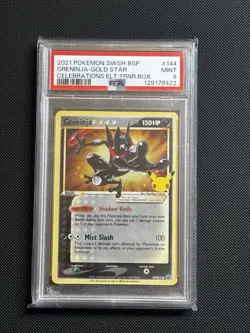 2021 POKEMON CELEBRATIONS SWSH BSP ELT BOX PROMO GRENINJA GOLD STAR #144 PSA 9 - Image 1