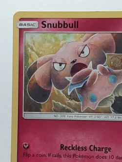 Snubbull 90/149 Pokemon Sun & Moon Fairy Common MP Used See Pictures - Image 2
