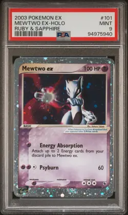 2003 POKEMON EX RUBY & SAPPHIRE #101 MEWTWO EX-HOLO PSA 9 - Image 1