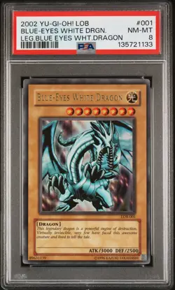 2002 YU-GI-OH! LOB-LEGEND OF BLUE EYES WHITE DRAGON BLUE-EYES WHITE DRAGON PSA 8 - Image 1