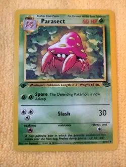 Pokemon Parasect 41/64 Jungle 1st Edition 1999 Pokemon Card NM/B - Image 1