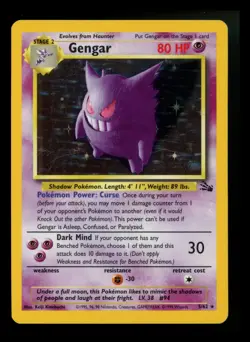 #3 Gengar 5/62 Fossil 1999 Holo Rare WOTC Pokemon Card TCG - Image 1