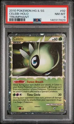PSA 8 Celebi Prime 92/102 Triumphant Holo Pokemon - Image 1