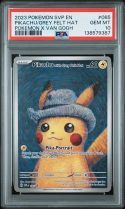 2023 POKEMON SVP EN-SV BLACK STAR PROMO #085 PIKACHU WITH GREY FELT HAT PSA 10 - Image 1