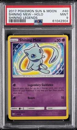 2017 POKEMON SUN & MOON SHINING LEGENDS #40 SHINING MEW-HOLO PSA 9 - Image 1