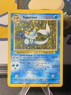 Pokemon TCG Vaporeon 12/64 Jungle No Symbol Error Holo Rare Vintage 1999 WOTC - Image 1